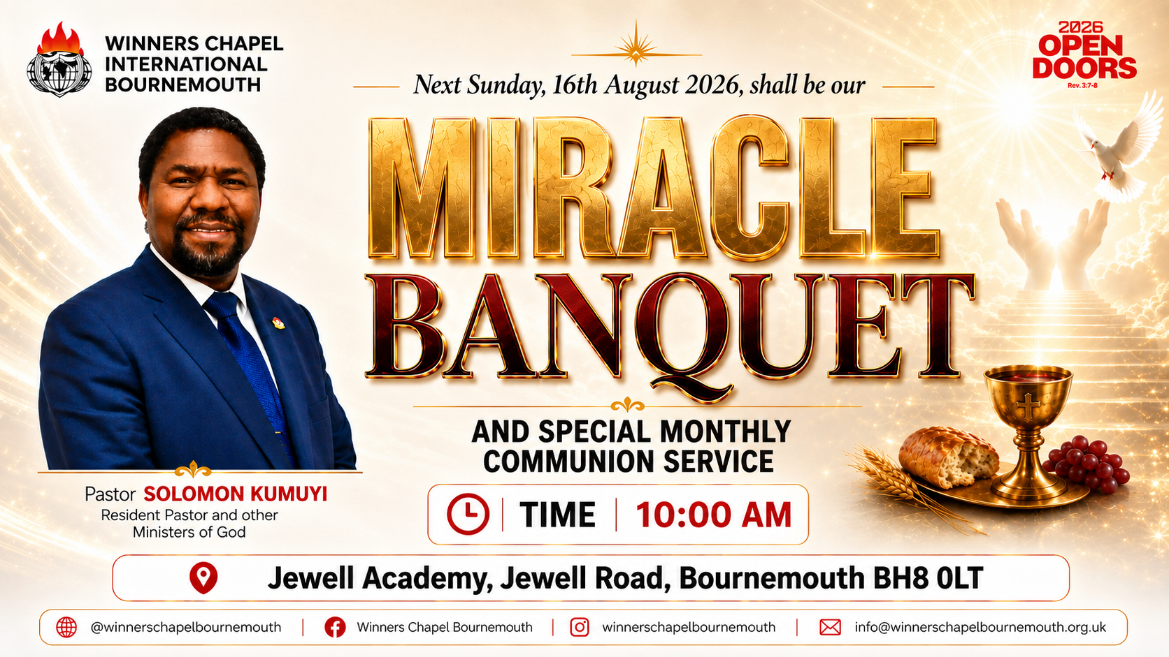 MIRACLE BANQUET AND SPECIAL MONTHLY COMMUNION SERVICE